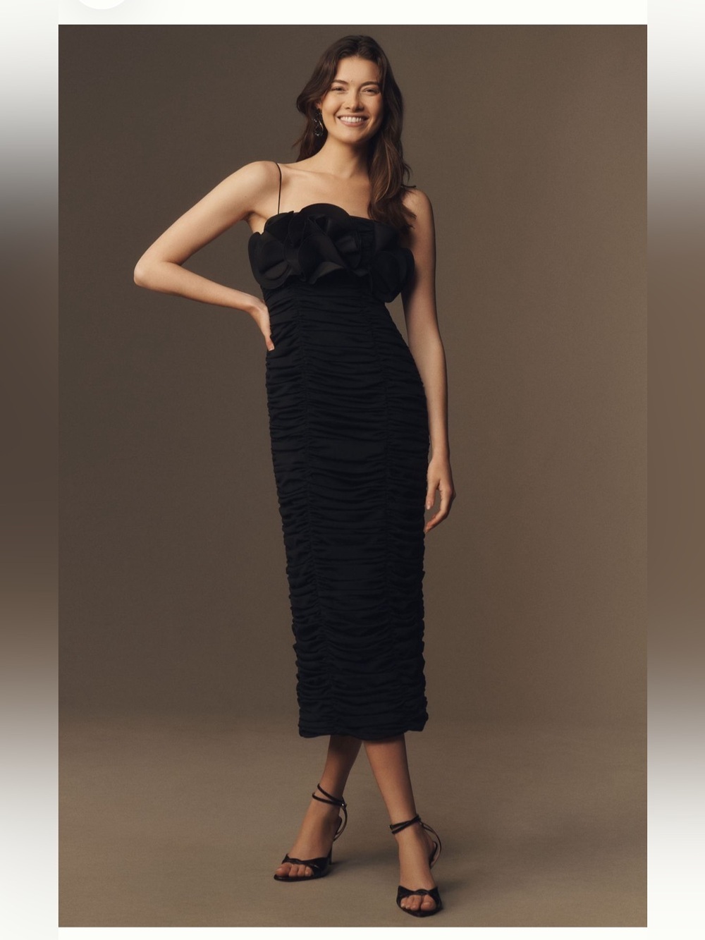 Acler Wordsworth Rosette Gathered Midi Dress- size 10